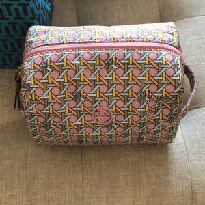 Tory Burch Rosehip Basketweave Cosmetic Bag
